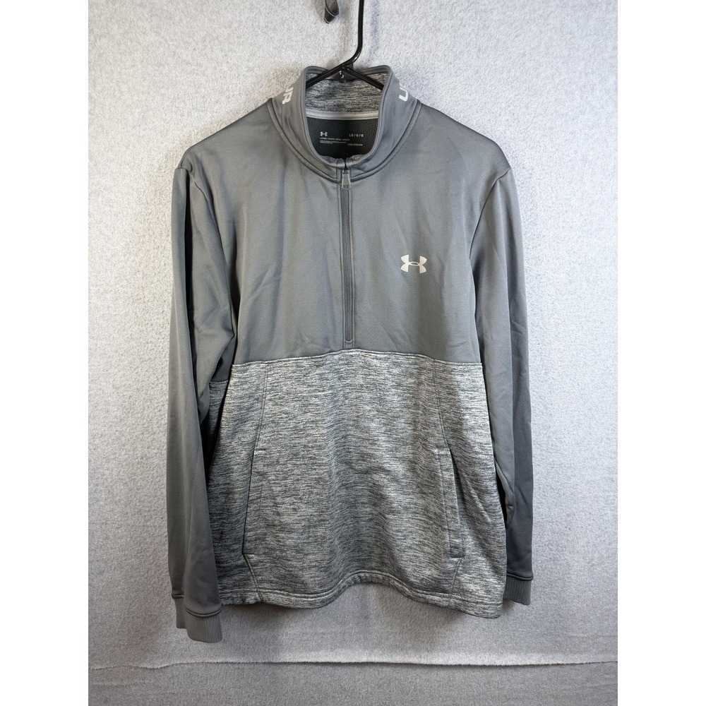 Under Armour Sweatshirt Mens Large Gray 1/2 Zip ColdGear Fleece Pullover